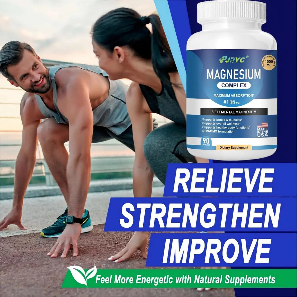 Magnesium Complex Supplement - 1000mg with 8 Magnesium Forms: Glycinate, Citrate, Malate, Taurate & Orotate - Supports Muscle Function, Bone Strength & Relaxation - Vegan, Non-GMO - 180 Capsules - TrustMedUSA