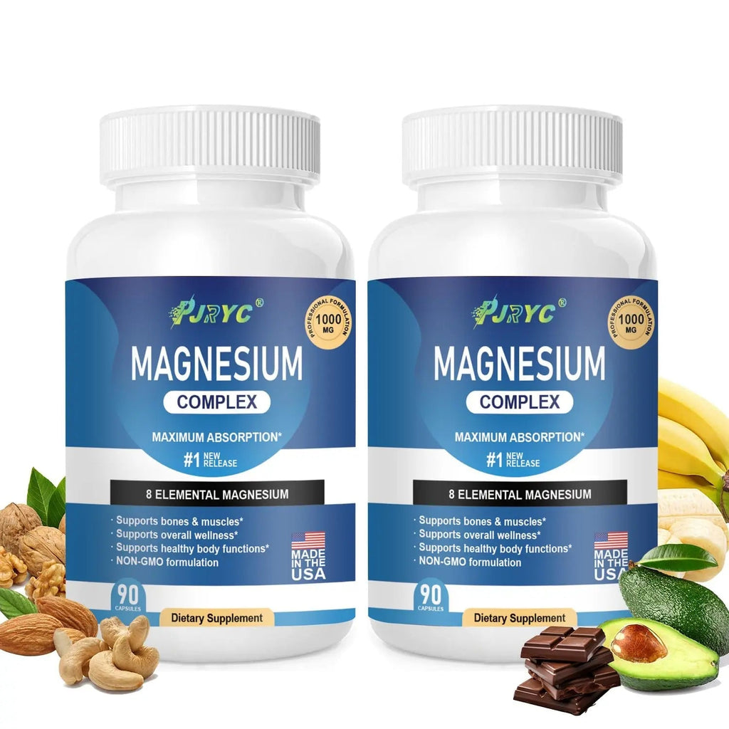 Magnesium Complex Supplement - 1000mg with 8 Magnesium Forms: Glycinate, Citrate, Malate, Taurate & Orotate - Supports Muscle Function, Bone Strength & Relaxation - Vegan, Non-GMO - 180 Capsules - TrustMedUSA
