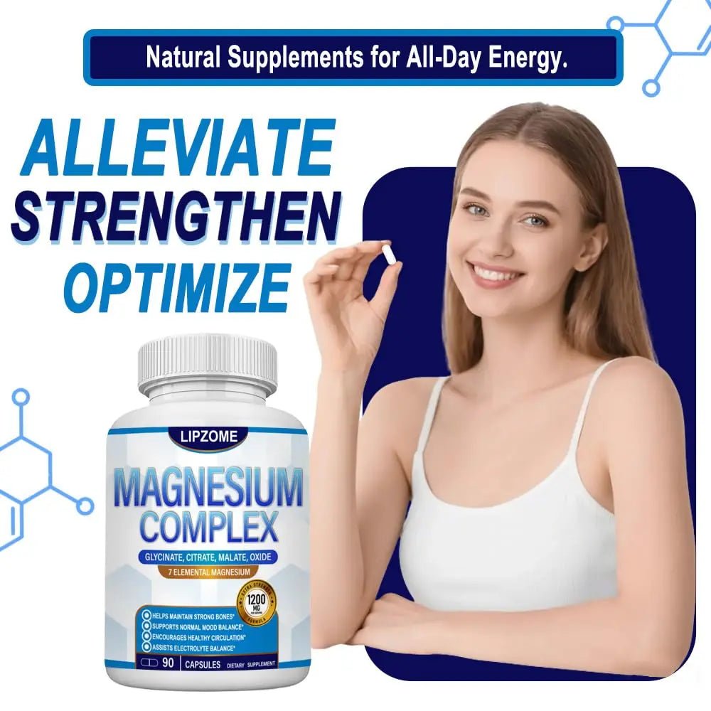 Magnesium Complex Supplement 1200mg - Advanced 7-in-1 Magnesium Blend - Glycinate, Citrate, Malate, Taurate, Oxide, Aspartate, Orotate – High Absorption Formula – Non-GMO, 90 Capsules - TrustMedUSA