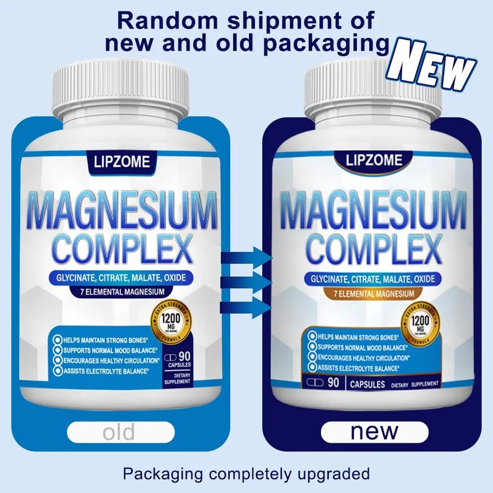 Magnesium Complex Supplement 1200mg - Advanced 7-in-1 Magnesium Blend - Glycinate, Citrate, Malate, Taurate, Oxide, Aspartate, Orotate – High Absorption Formula – Non-GMO, 90 Capsules - TrustMedUSA