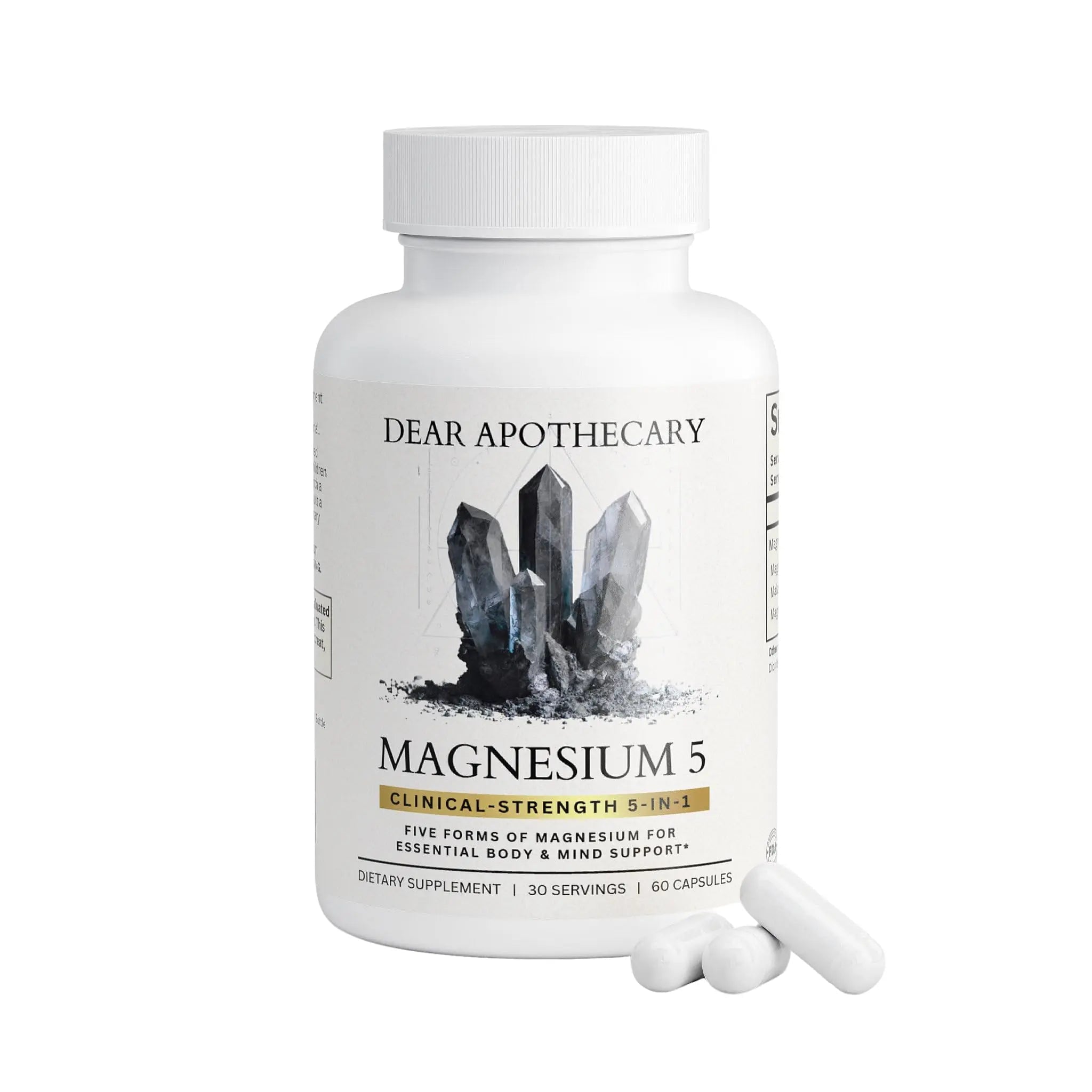 Magnesium Complex Supplement - 5 Forms Citrate Glycinate Malate Oxide Aquamin - Multi Magnesium Blend - High Absorption Chelated - Essential Mineral - Non-GMO Gluten-Free - 60 Capsules - TrustMedUSA
