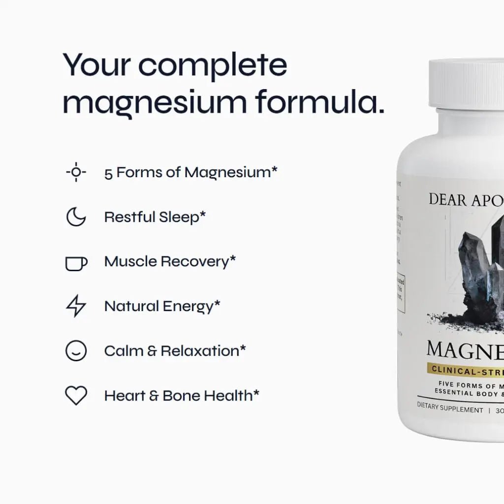 Magnesium Complex Supplement - 5 Forms Citrate Glycinate Malate Oxide Aquamin - Multi Magnesium Blend - High Absorption Chelated - Essential Mineral - Non-GMO Gluten-Free - 60 Capsules - TrustMedUSA
