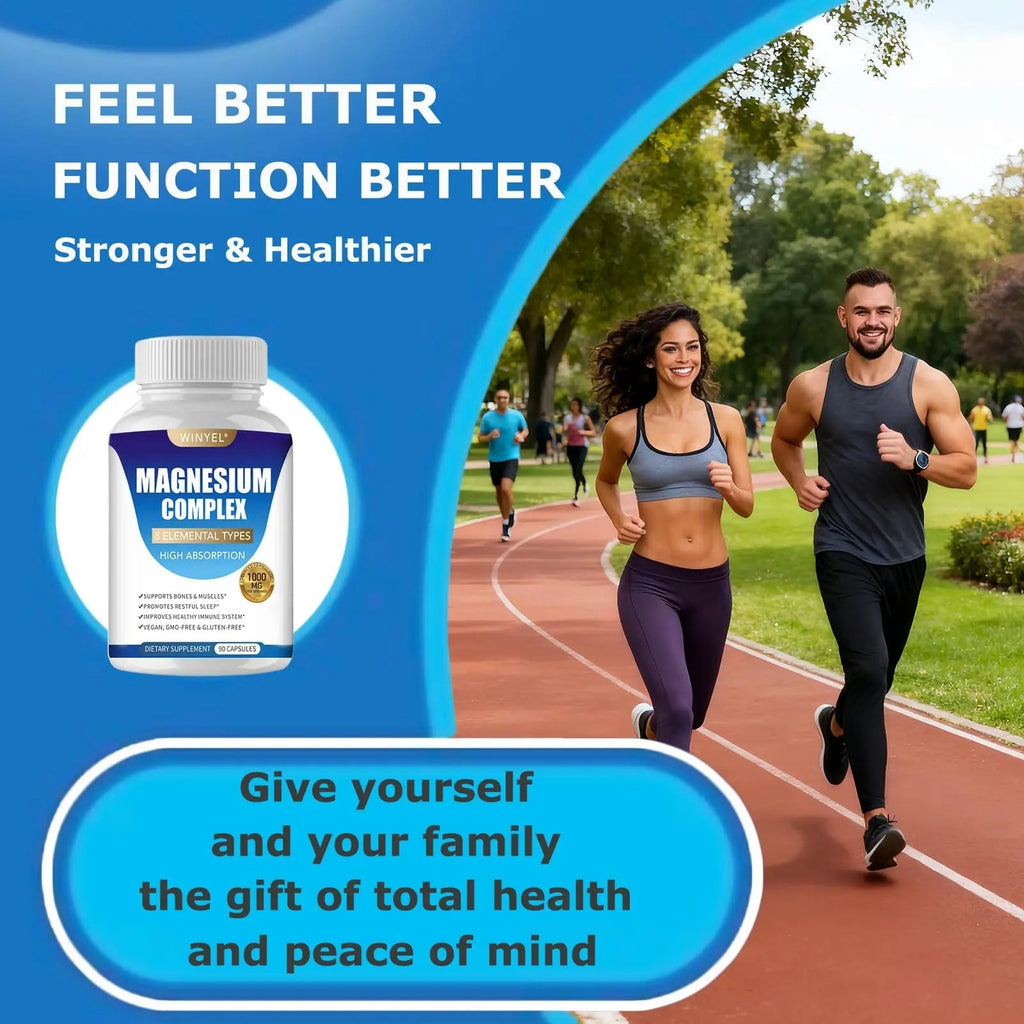 Magnesium Complex Supplement 8 Elemental 1000mg | Magnesium Supplement with Glycinate, Malate, Citrate | Sleep, Relaxation, Bone & Muscle | Vegan 90 Capsules - TrustMedUSA