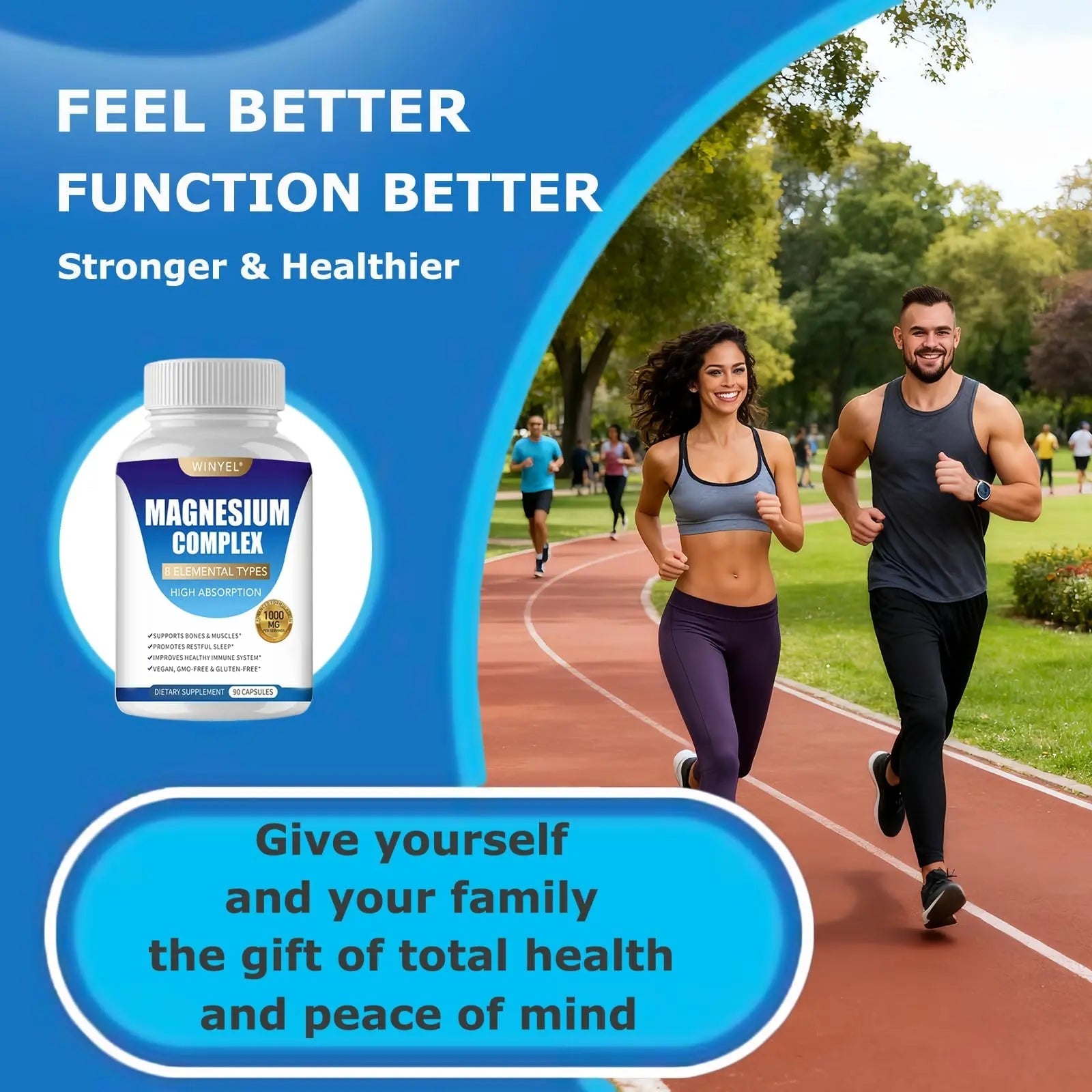 Magnesium Complex Supplement 8 Elemental 1000mg | Magnesium Supplement with Glycinate, Malate, Citrate | Sleep, Relaxation, Bone & Muscle | Vegan 90 Capsules - TrustMedUSA
