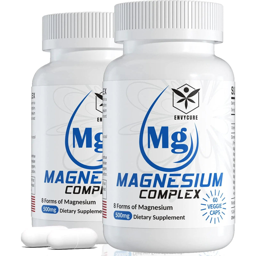 Magnesium Complex Supplement 8 Forms, 500mg Magnesium Glycinate, Malate, Citrate, High Absorption Mg for Calm, Sleep, Mood & Healthy Muscle, Pack of 2, Total 120 Vegan Capsules - TrustMedUSA