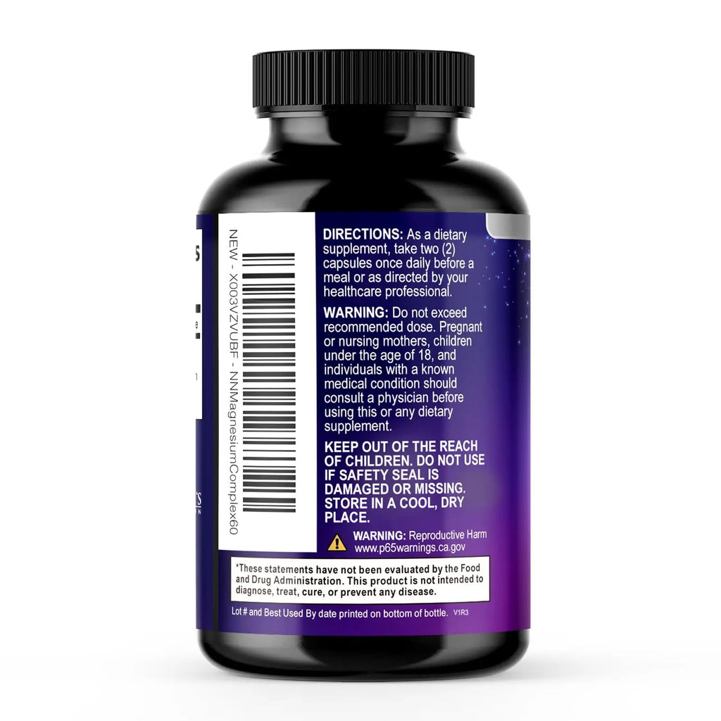 Magnesium Complex Supplement - Magnesium 500 mg Per Serving - 4 in 1 High Absorption Blend - 100% Chelated Magnesium Glycinate with Malate, Citrate & Oxide - Vegan Complex - USA Bottled - 60 Capsules - TrustMedUSA