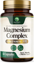 Magnesium Complex Supplement - Magnesium 500mg Per Serving - High Absorption Blend of Glycinate, Citrate, Malate, Oxide - Supports Sleep, Muscle, Bone, Heart Health - Bottled in USA - 60 Capsules - TrustMedUSA
