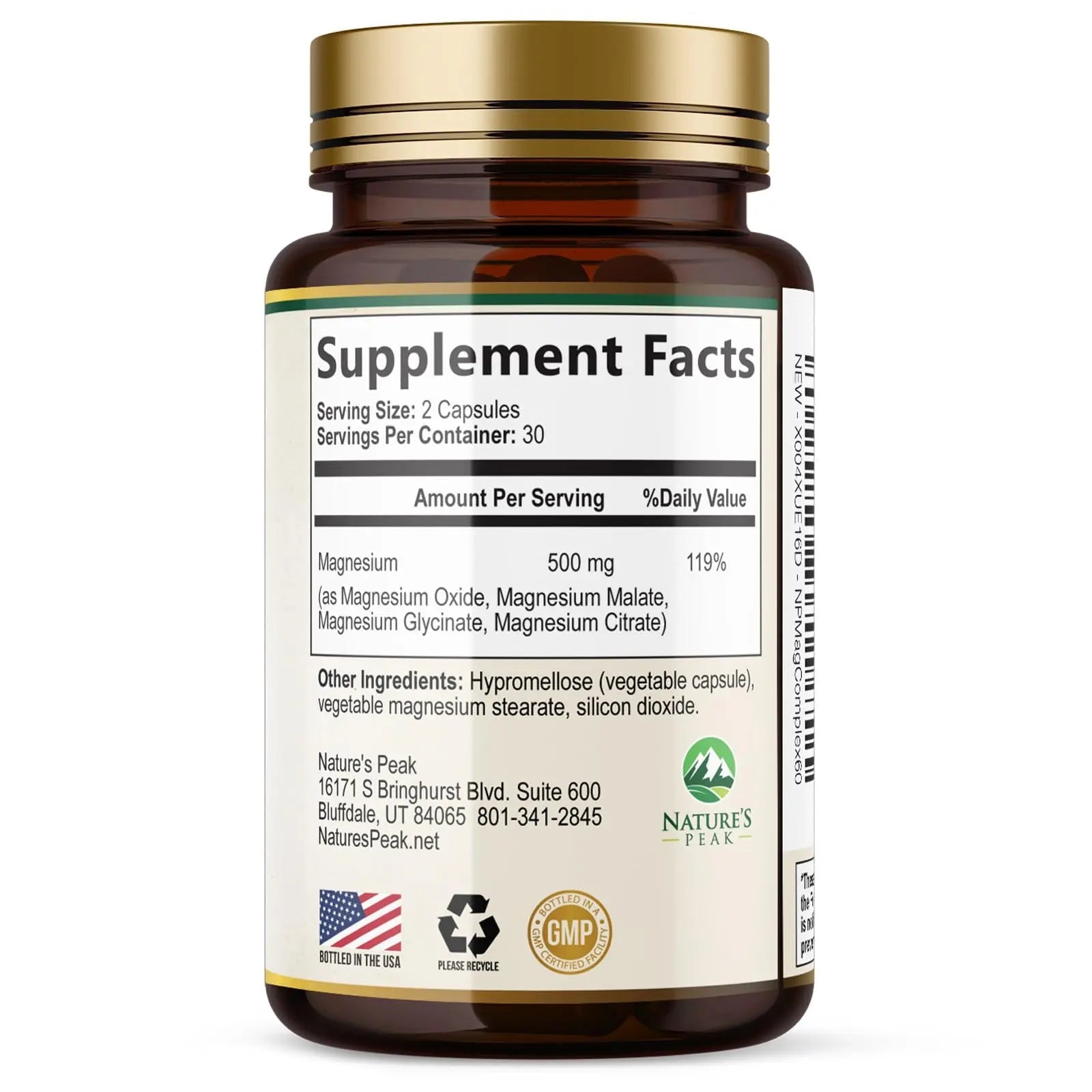 Magnesium Complex Supplement - Magnesium 500mg Per Serving - High Absorption Blend of Glycinate, Citrate, Malate, Oxide - Supports Sleep, Muscle, Bone, Heart Health - Bottled in USA - 60 Capsules - TrustMedUSA