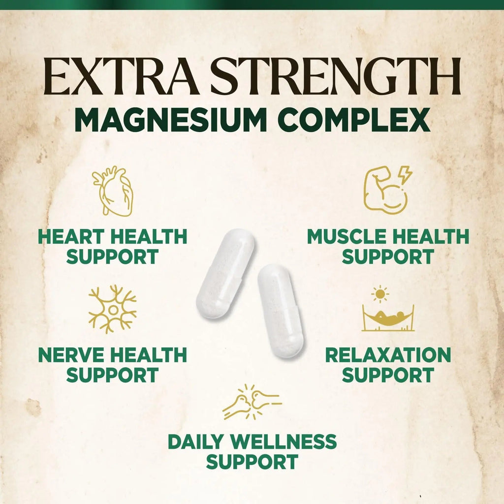 Magnesium Complex Supplement - Magnesium 500mg Per Serving - High Absorption Blend of Glycinate, Citrate, Malate, Oxide - Supports Sleep, Muscle, Bone, Heart Health - Bottled in USA - 60 Capsules - TrustMedUSA