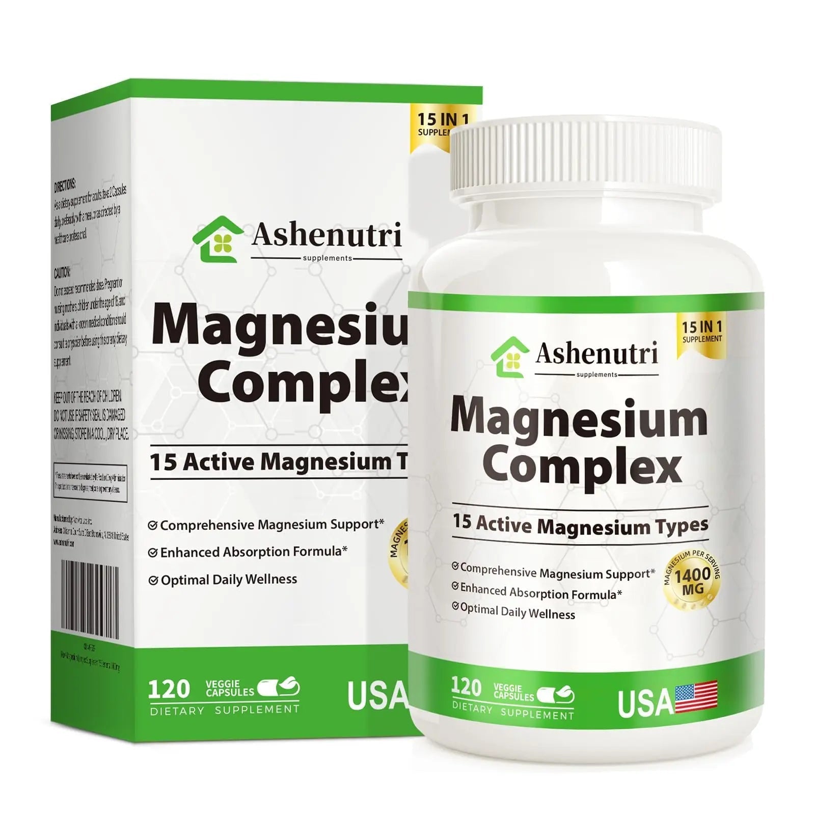 Magnesium Complex with 15 Types Magnesium Glycinate Citrate Malate Taurate Oxide Carbonate Chloride Orotate Magnesio Muscle, Heart, Relaxation & Nerves 120 Vegan Capsules, 60-Day Supply - TrustMedUSA