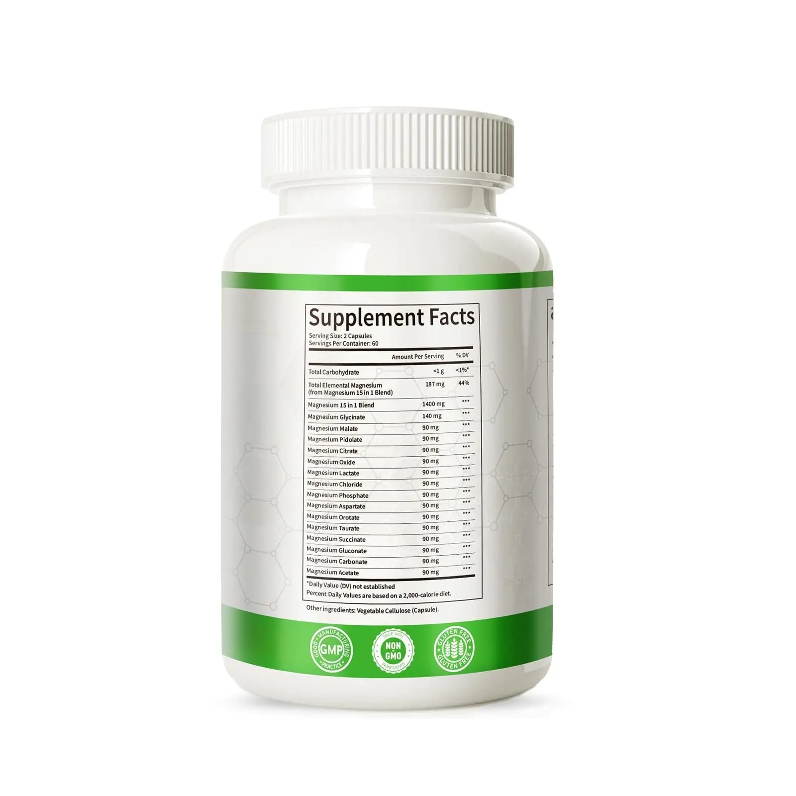 Magnesium Complex with 15 Types Magnesium Glycinate Citrate Malate Taurate Oxide Carbonate Chloride Orotate Magnesio Muscle, Heart, Relaxation & Nerves 120 Vegan Capsules, 60-Day Supply - TrustMedUSA