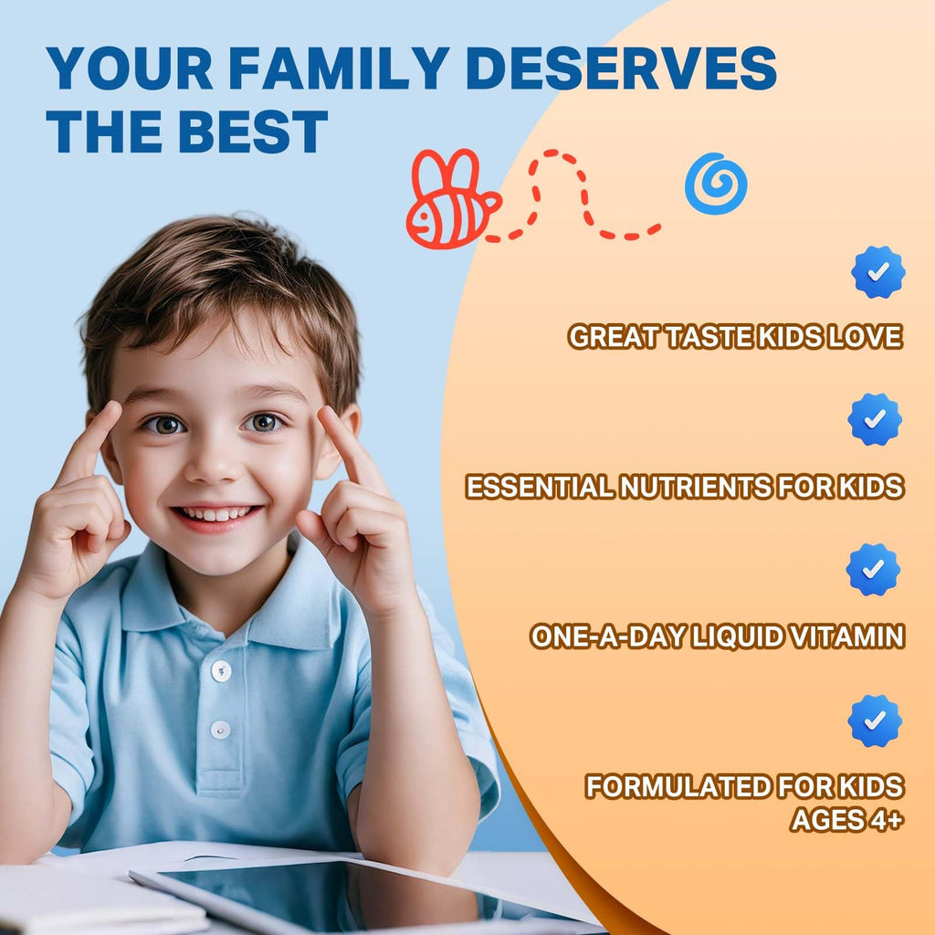 Magnesium Drops - Magnesium Glycinate Liquid Drops for Kids - Calm, Sleep, Relaxation, Bones, Brain Support with Vitamin B6, C, D3, Omega-3, L-Theanine, Zinc, Multivitamins - Strawberry Flavor 2 Fl Oz - TrustMedUSA