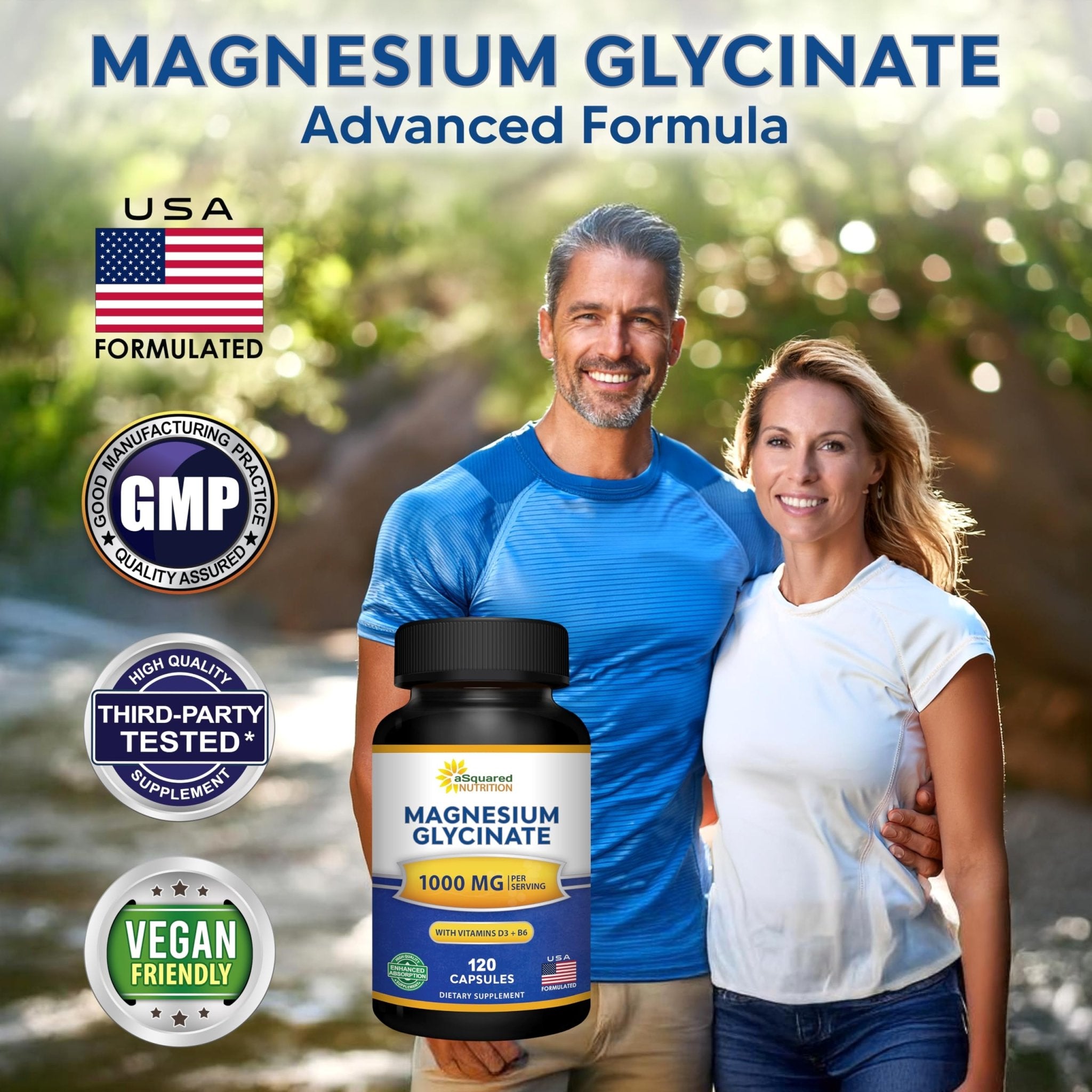 Magnesium Glycinate 1000mg with Vitamin D3 & B6-500mg per Capsule - Pure Elemental Mag Supplement Complex for Sleep, Muscle, Bone Health - TrustMedUSA