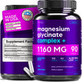 Magnesium Glycinate 1160mg + Aloe Vera, D3 & K2 Complex 90 Capsules - High Absorption, Non-Laxative - Supports - TrustMedUSA