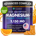 Magnesium Glycinate 2150MG Gummies for Women and Men, High Absorption Magnesium Glycinate, Citrate, Malate Gummies for Adults & Kids, Sleep Support, Sugar Free, Vegan, 60 Chews, Orange - TrustMedUSA