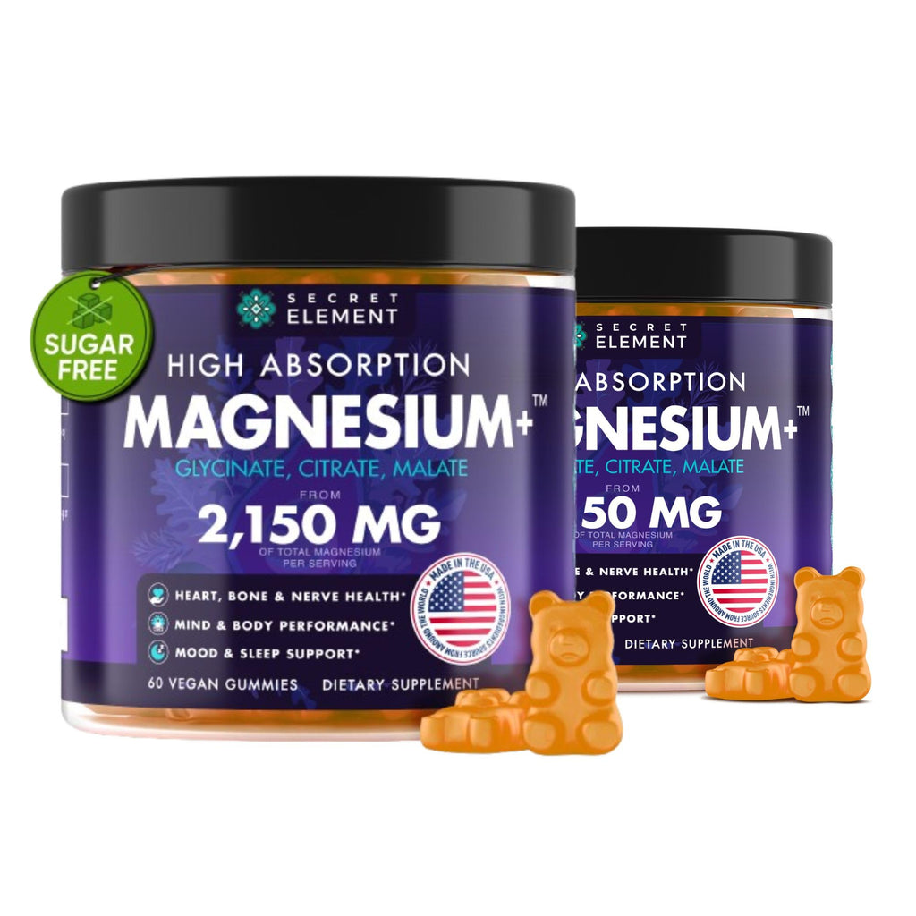 Magnesium Glycinate 2150MG Gummies for Women and Men, High Absorption Magnesium Glycinate, Citrate, Malate, Sugar Free, Vegan, 60 Chews, Pack of 2, Orange - TrustMedUSA