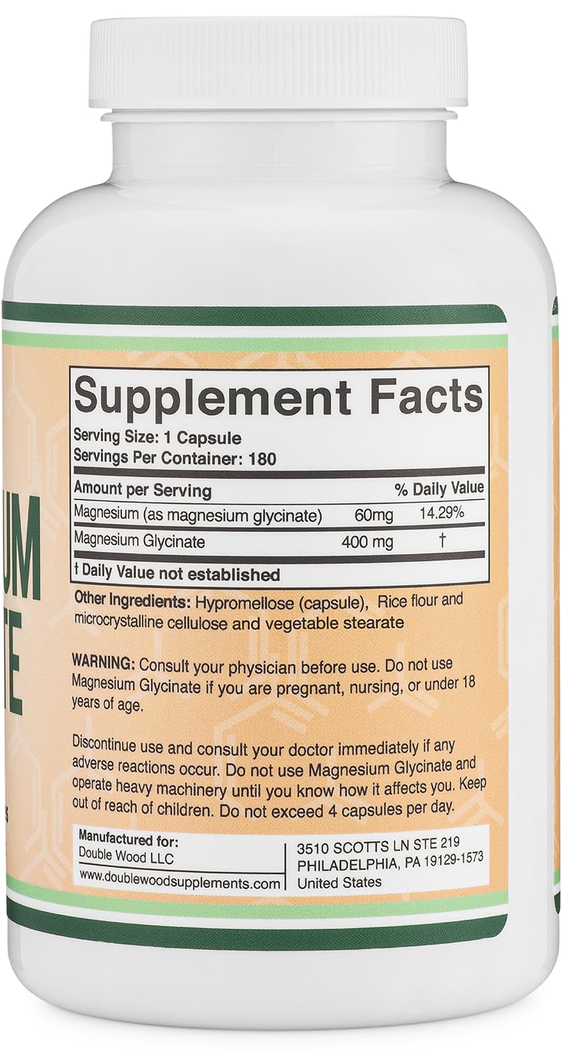 Magnesium Glycinate 400mg | 180 Capsules | Sleep, Muscle, & Heart Support | Vegan, Third Party Tested, Gluten Free - TrustMedUSA