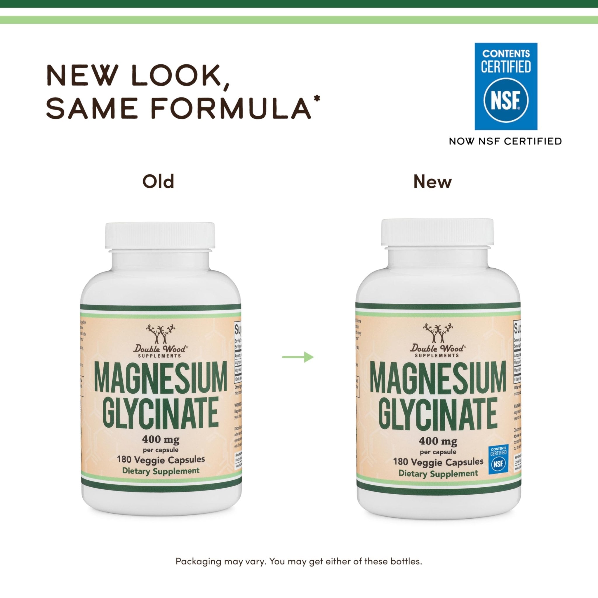Magnesium Glycinate 400mg | 180 Capsules | Sleep, Muscle, & Heart Support | Vegan, Third Party Tested, Gluten Free, Non-GMO, by Double Wood Supplements - Maple Wellness Supplements
