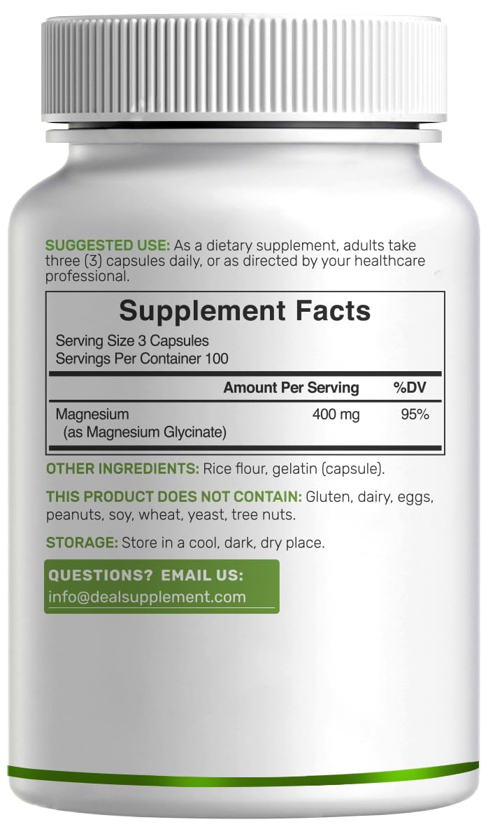 Magnesium Glycinate 400mg, 300 Capsules | 100% Chelated for Easy Absorption | Essential Mineral Supplement for Muscle, Sleep, & Heart Health* - TrustMedUSA