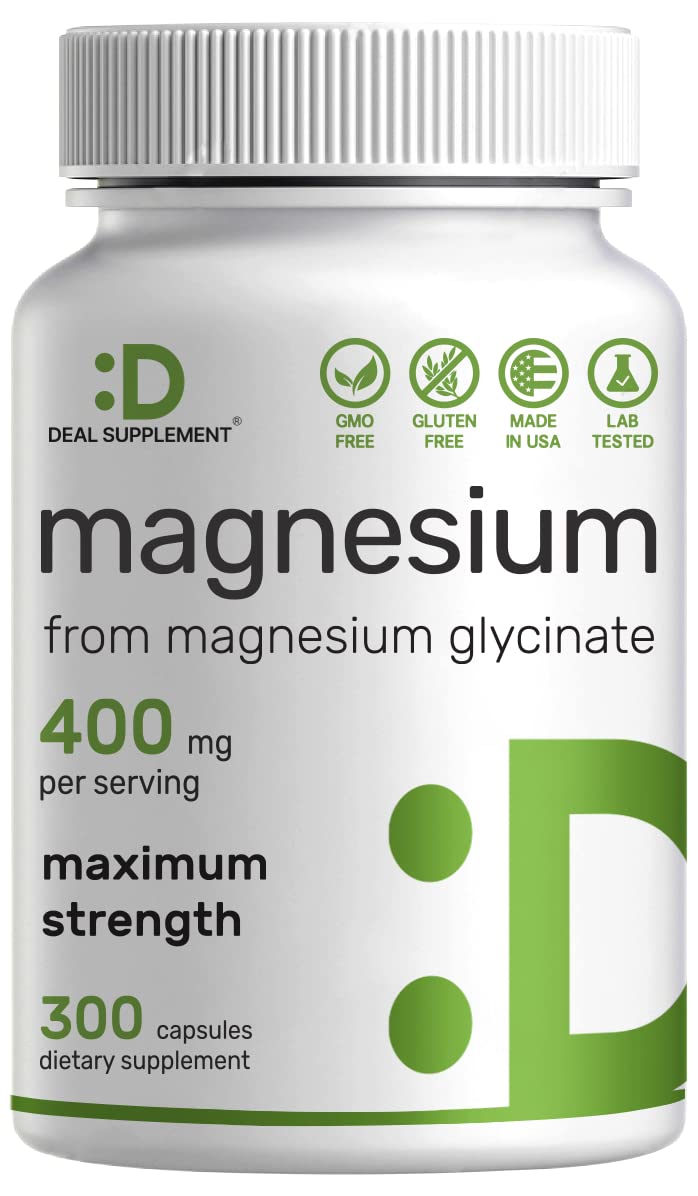 Magnesium Glycinate 400mg, 300 Capsules | 100% Chelated for Easy Absorption | Essential Mineral Supplement for Muscle, Sleep, & Heart Health* - TrustMedUSA