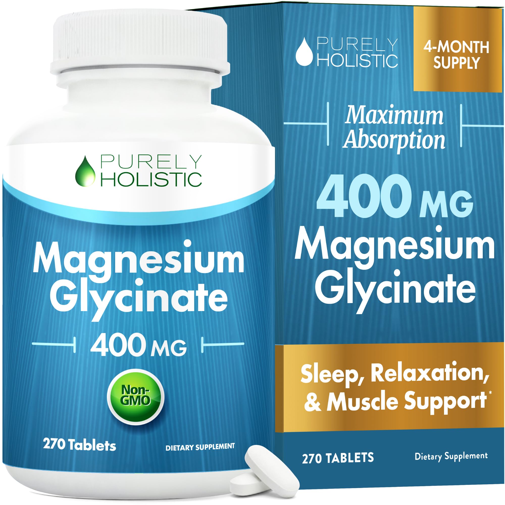 Magnesium Glycinate 400mg | 4+ Month Supply | Sleep, Relaxation & Muscle Support | High Absorption Chelated Magnesium Supplement for Women & Men - TrustMedUSA