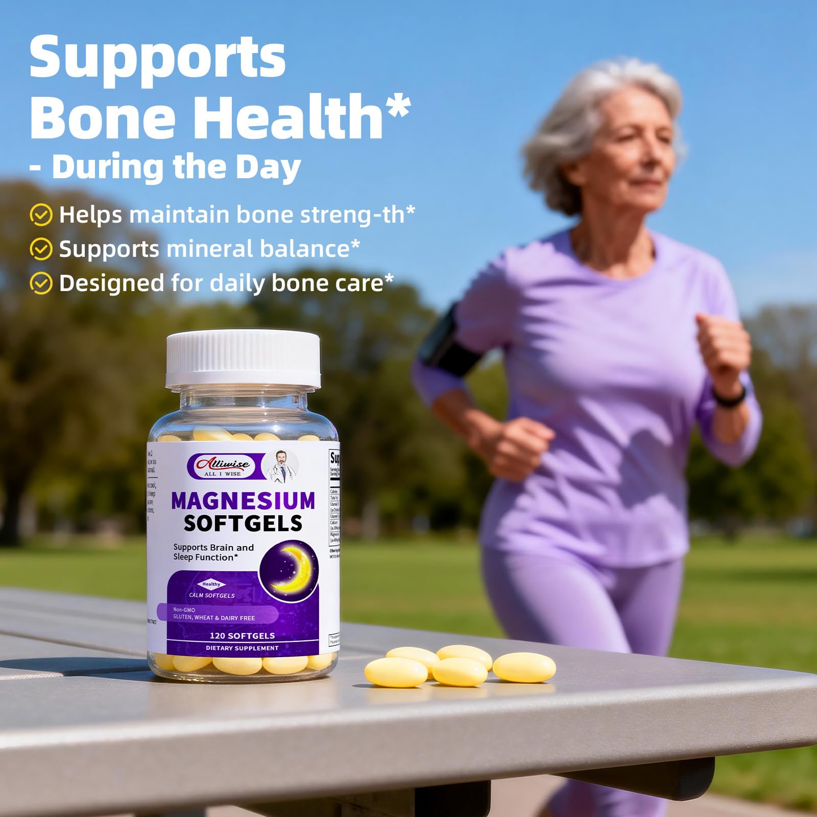 Magnesium Glycinate 400mg Softgels, Small Easy to Swallow High Absorption Magnesium Supplement, with Vitamin D3 & K2 for Sleep Relax Calm Muscle Bone* Health, 120 Gelcaps - TrustMedUSA