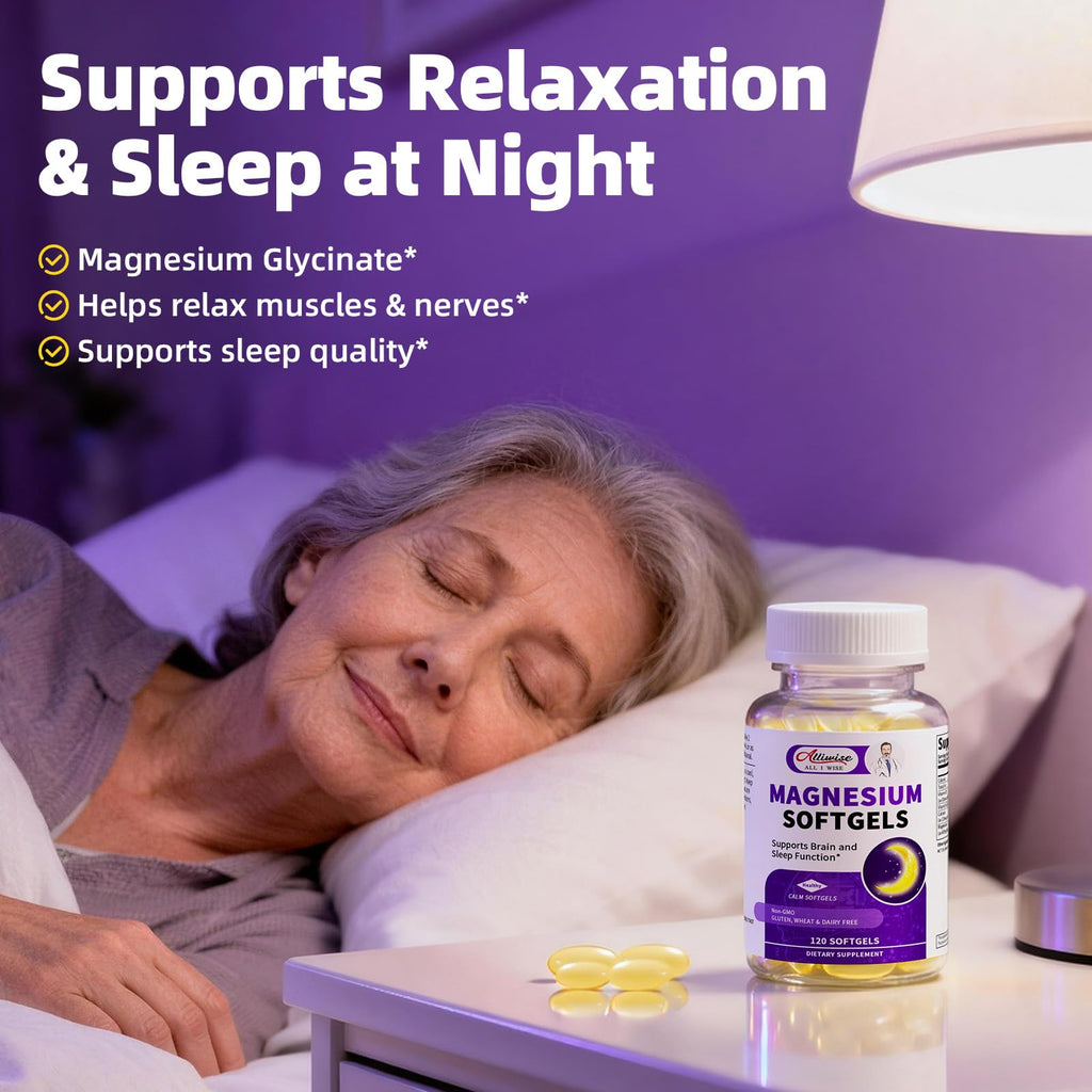 Magnesium Glycinate 400mg Softgels, Small Easy to Swallow High Absorption Magnesium Supplement, with Vitamin D3 & K2 for Sleep Relax Calm Muscle Bone* Health, 120 Gelcaps - TrustMedUSA