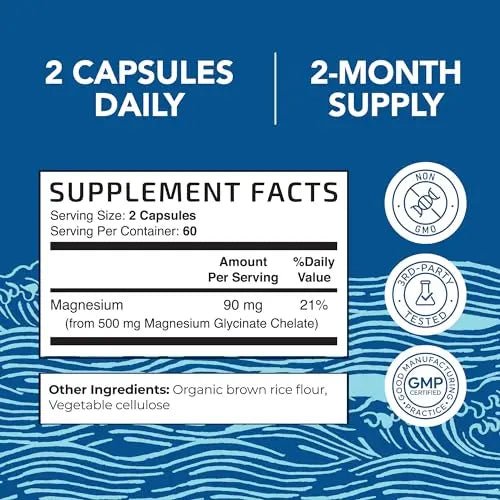 Magnesium Glycinate 500mg | Chelated Bisglycinate Complex for Muscle Relaxation - TrustMedUSA