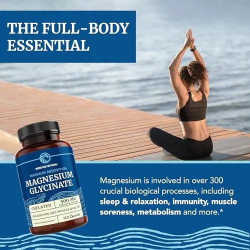 Magnesium Glycinate 500mg | Chelated Bisglycinate Complex for Muscle Relaxation - TrustMedUSA