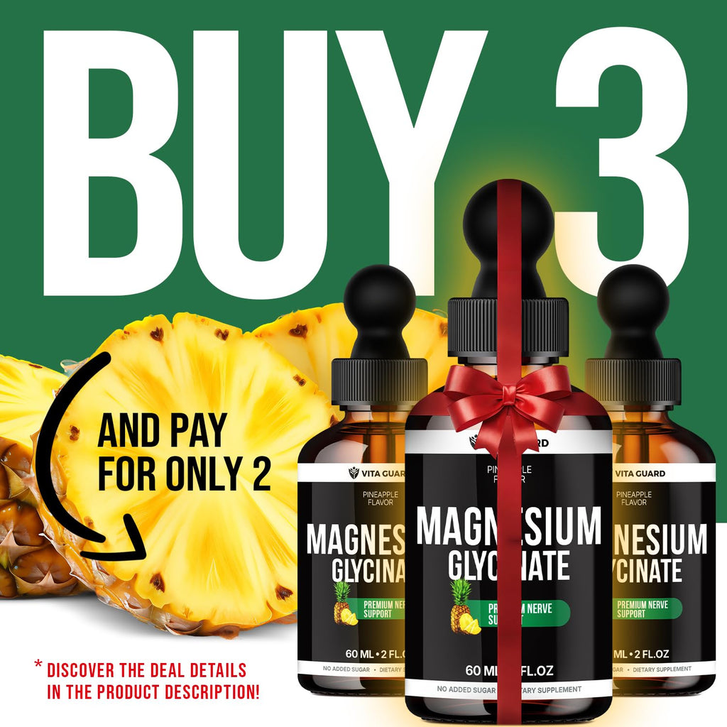 Magnesium Glycinate 500mg Liquid Drops – Sugar-Free Magnesium Supplement, Vegan Formula, 60 mL Flavor Pineapple - TrustMedUSA