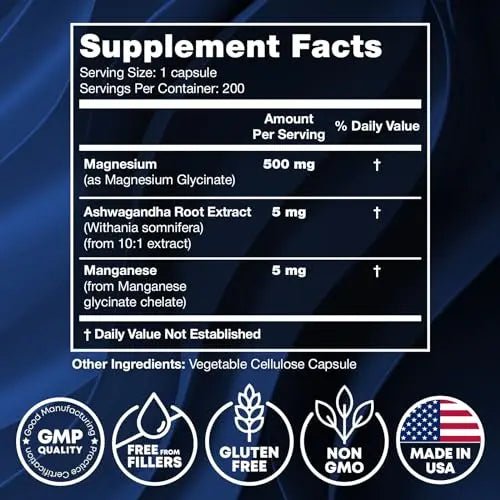Magnesium Glycinate 500MG - Magnesium for Sleep - High Absorption Chelated Magnesiu - TrustMedUSA