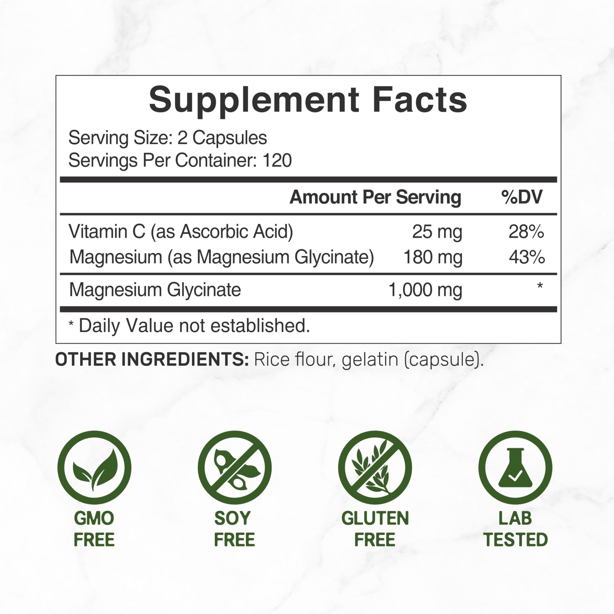Magnesium Glycinate 500mg Per Capsule (1000mg Per Serving) Plus Vitamin C, 240 Capsules – 100% Chelated for Easy Absorption - TrustMedUSA