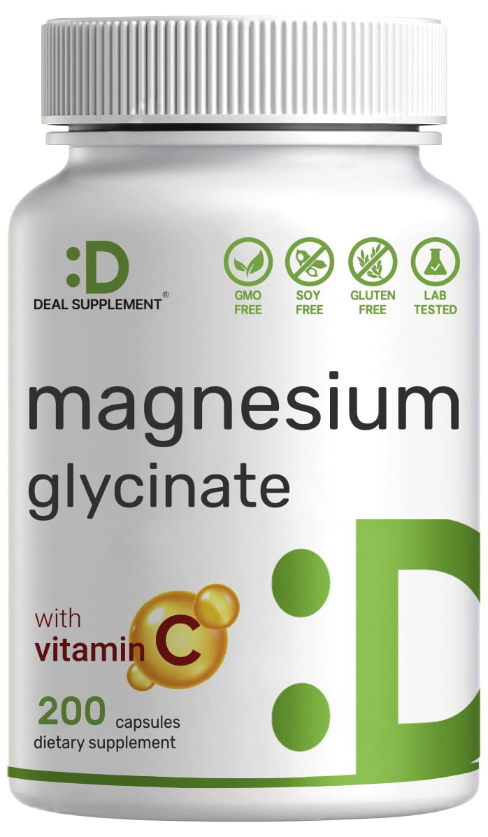 Magnesium Glycinate 500mg Per Capsule (1000mg Per Serving) Plus Vitamin C, 240 Capsules – 100% Chelated for Easy Absorption - TrustMedUSA