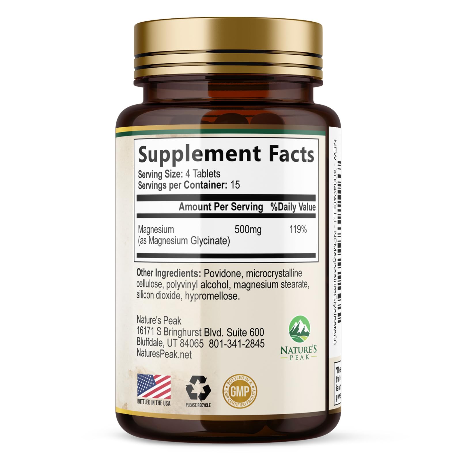 Magnesium Glycinate 500mg Per Serving - High Absorption Chelated Magnesium Supplement for Muscle, Bone and Heart Health Support - Easy Digestion & Gentle on Your Stomach - USA Bottled - 60 Tablets - TrustMedUSA