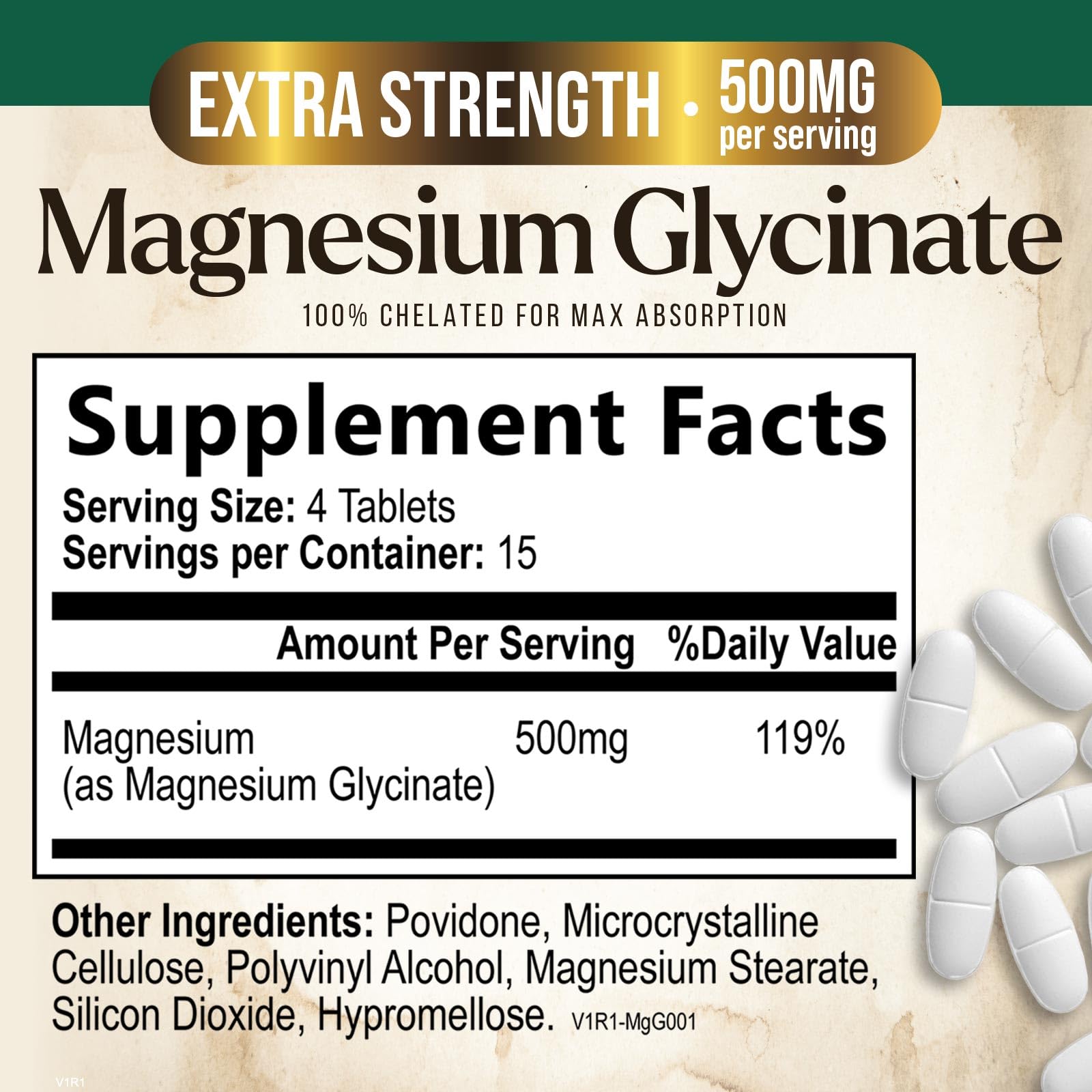 Magnesium Glycinate 500mg Per Serving - High Absorption Chelated Magnesium Supplement for Muscle, Bone and Heart Health Support - Easy Digestion & Gentle on Your Stomach - USA Bottled - 60 Tablets - TrustMedUSA