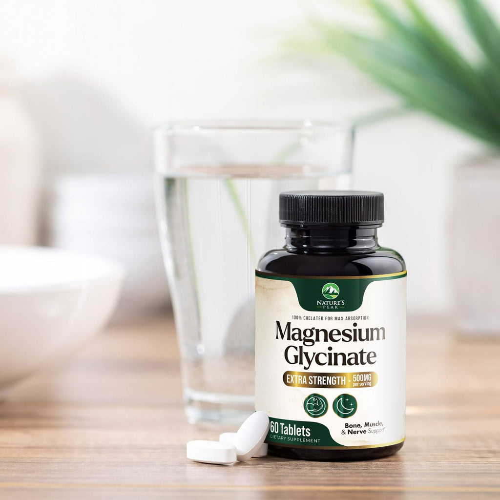 Magnesium Glycinate 500mg Per Serving - High Absorption Chelated Magnesium Supplement for Muscle, Bone and Heart Health Support - Easy Digestion & Gentle on Your Stomach - USA Bottled - 60 Tablets - TrustMedUSA
