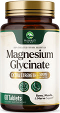 Magnesium Glycinate 500mg Per Serving - High Absorption Chelated Magnesium Supplement for Muscle, Bone and Heart Health Support - Easy Digestion & Gentle on Your Stomach - USA Bottled - 60 Tablets - TrustMedUSA