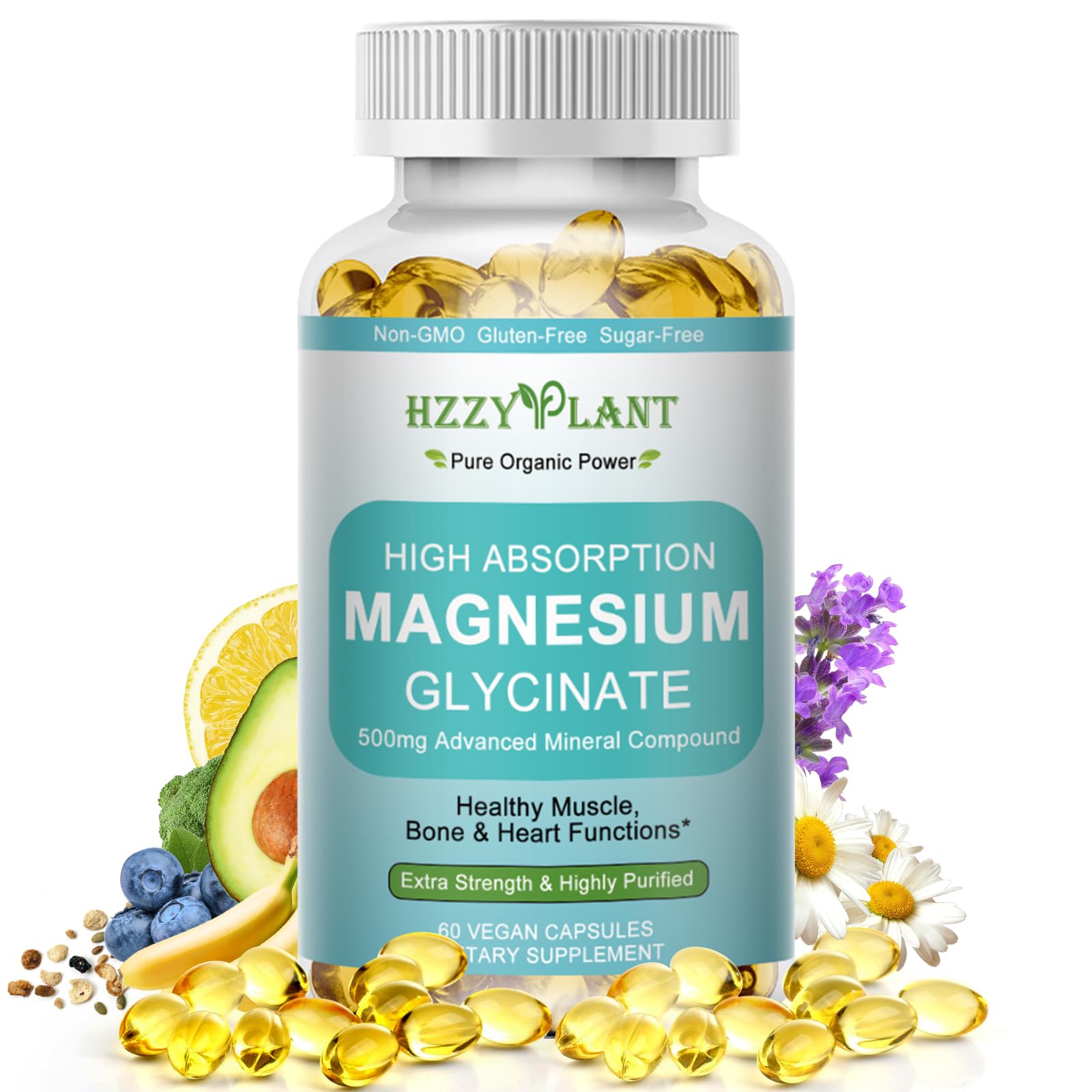 Magnesium Glycinate 500mg Softgels, High Absorption Magnesium Supplement Softgel Capsules for Muscle, Heart, Sleep & Bone Support, Stress Relief, Nerve Health & Metabolism, Non-GMO, 2 Month Supply - TrustMedUSA