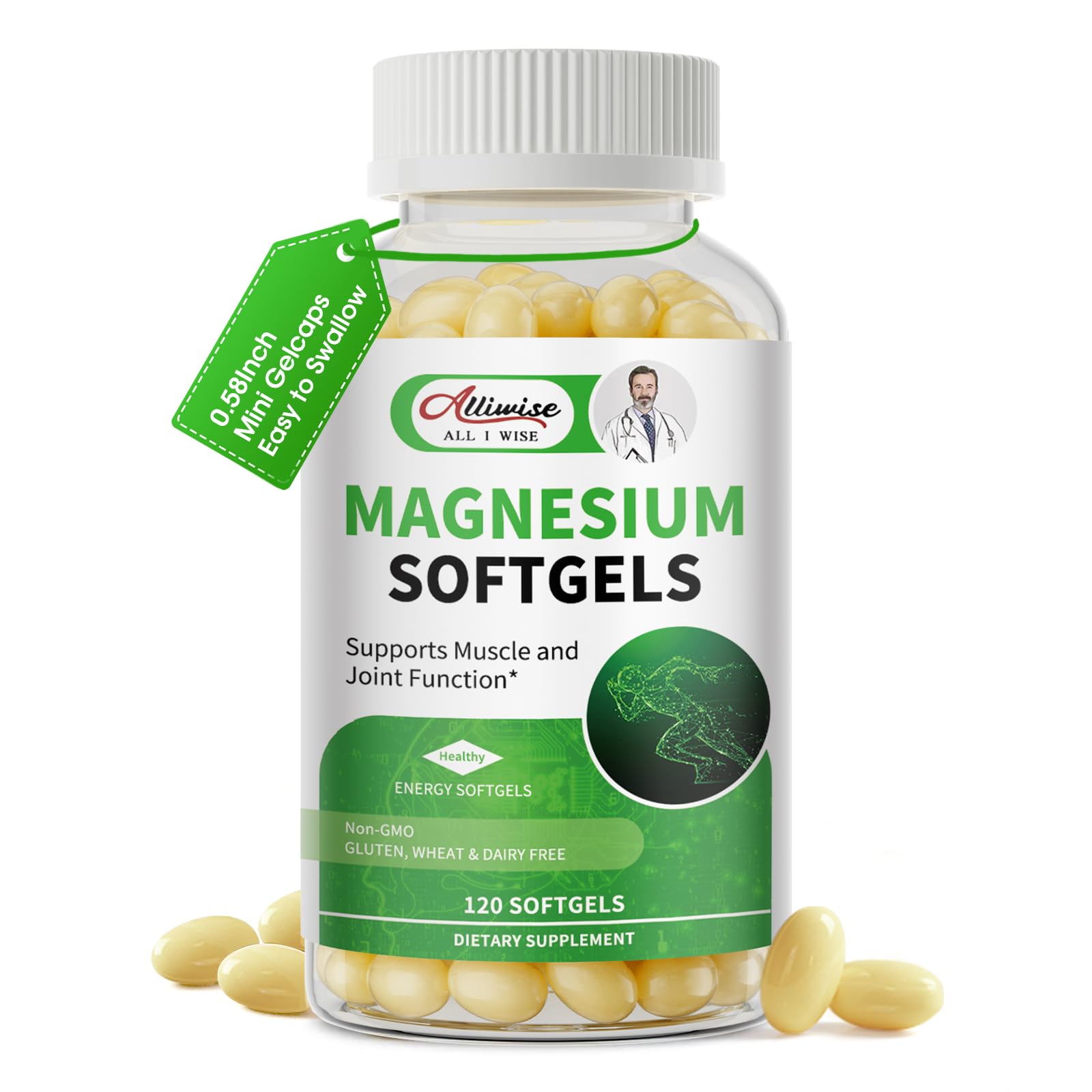 Magnesium Glycinate 500mg Softgels Supplement, Small Easy to Swallow Magnesium Gelcaps High Absorption for Night Leg&Sleep Support, Muscle&Bone, Calm, Non GMO, 120 Gelcaps, 60 Day Supply - TrustMedUSA
