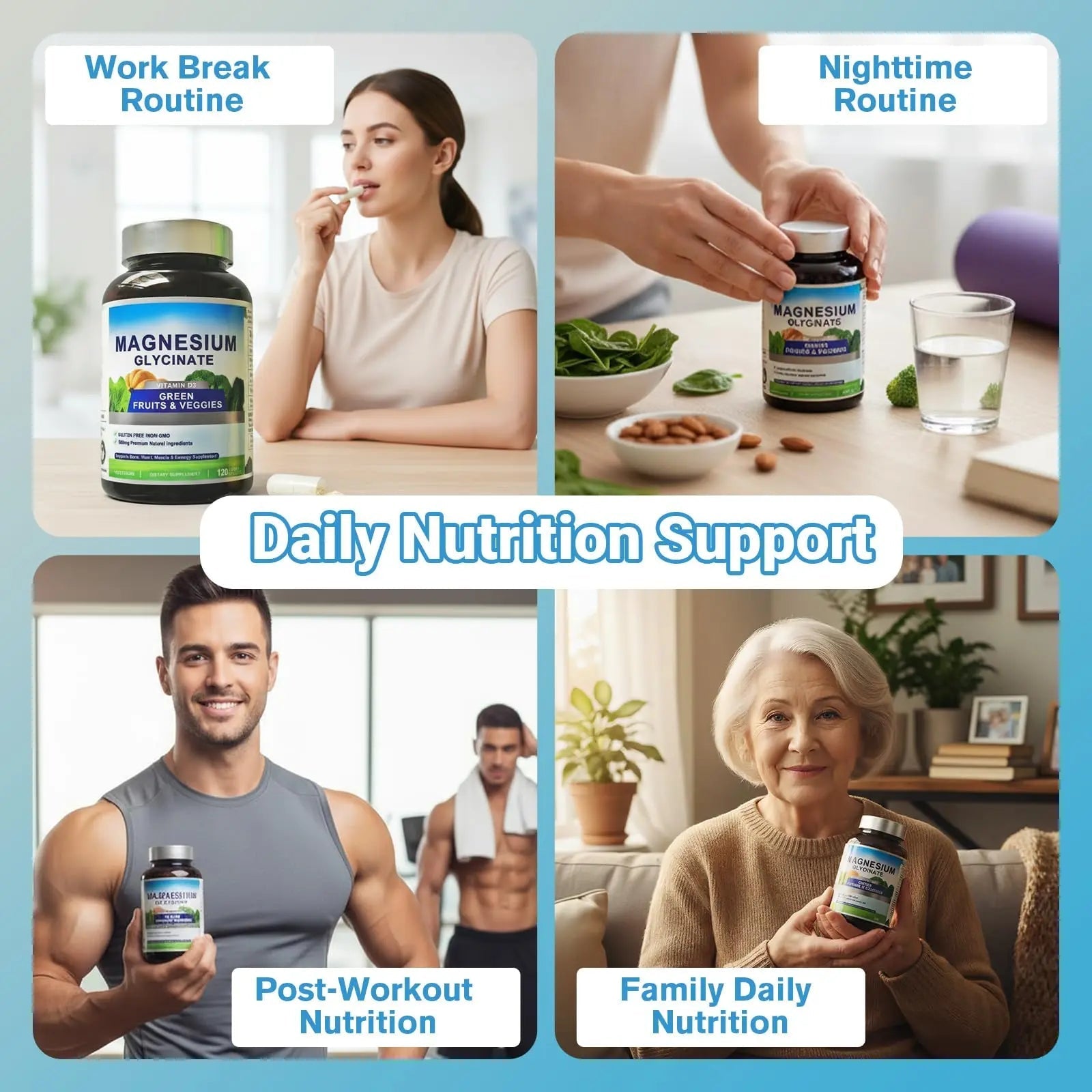 Magnesium Glycinate 500mg with Vitamin D3 – High Absorption Magnesium Supplement with Veggies Design – Supports Bone & Muscle Function and Energy – Non-GMO, Gluten-Free – 120 Veg Capsules - TrustMedUSA