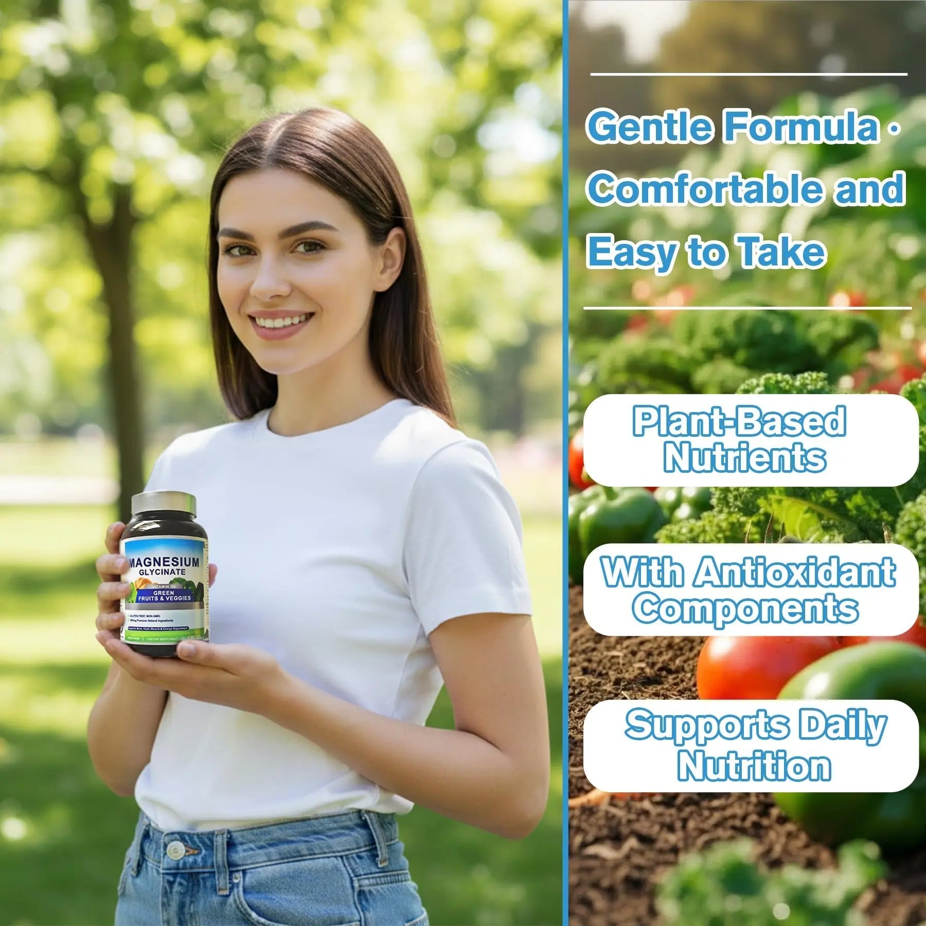 Magnesium Glycinate 500mg with Vitamin D3 – High Absorption Magnesium Supplement with Veggies Design – Supports Bone & Muscle Function and Energy – Non-GMO, Gluten-Free – 120 Veg Capsules - TrustMedUSA