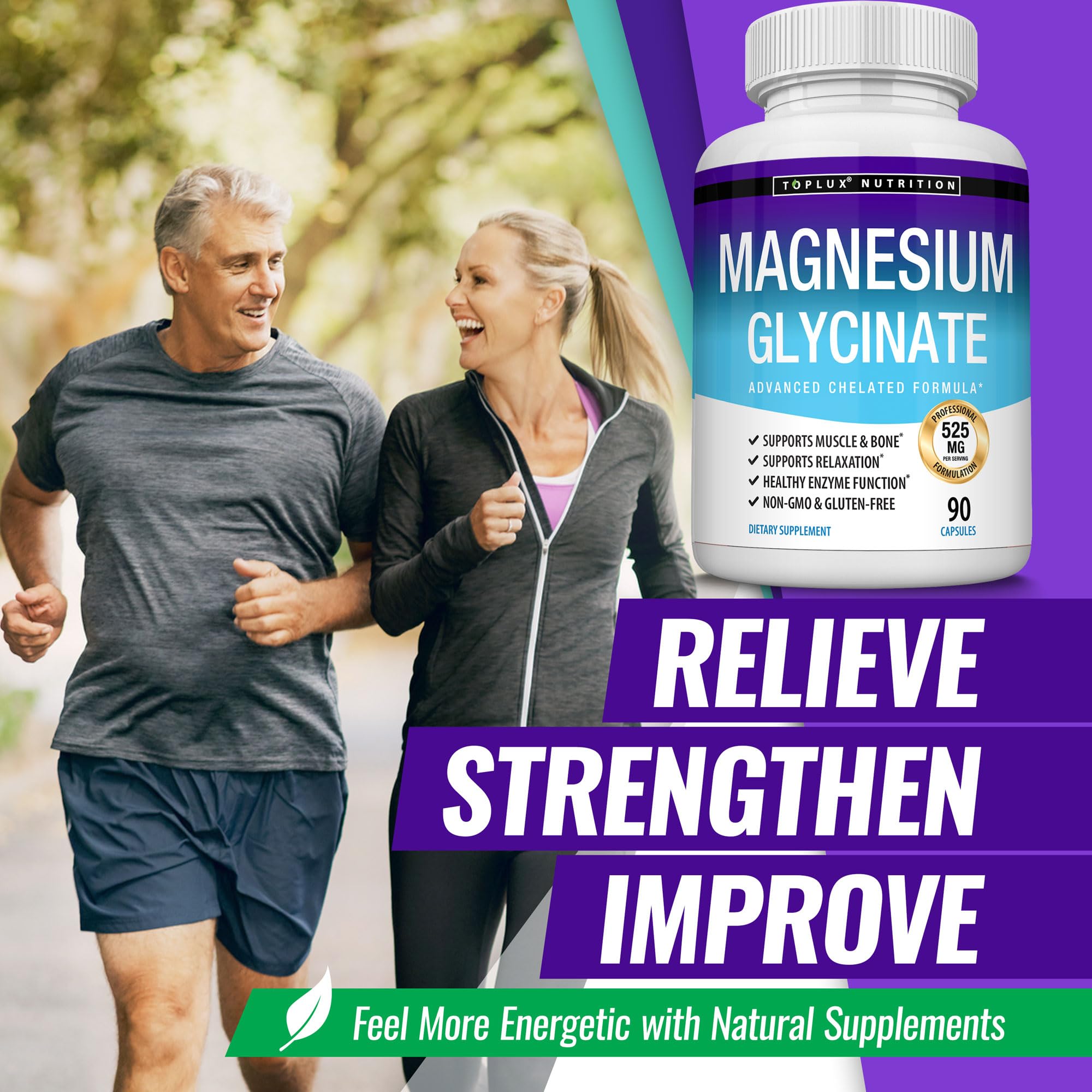 Magnesium Glycinate 525mg - High Absorption Chelated Magnesium Supplement Made with Pure Magnesium Glycinate - Supports Muscles, Sleep, Cramps, Recovery Bisglycinate - TrustMedUSA