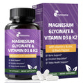 Magnesium Glycinate 600mg Vitamin D3 K2 Supplement with Vitamin C, Zinc, & Aloe Vera - Bone Support, Energy & Mood Manage & Sleep Health for Men & Women, Non-GMO, Vegan, 120 Capsules - TrustMedUSA
