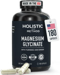 Magnesium Glycinate Capsules with Organic Turmeric and Ginger - 180 Vegan Capsules for Sleep, Relaxation, Muscle Cramps and Immune Support - TrustMedUSA
