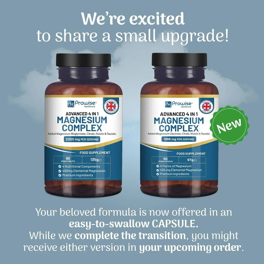 Magnesium Glycinate Complex 4 in 1-1866mg per Serving | Precise 404mg Elemental Magnesium dose | Added Magnesium Glycinate, Citrate, Malate & Taurate | 90 Vegan Capsules - by Prowise - TrustMedUSA