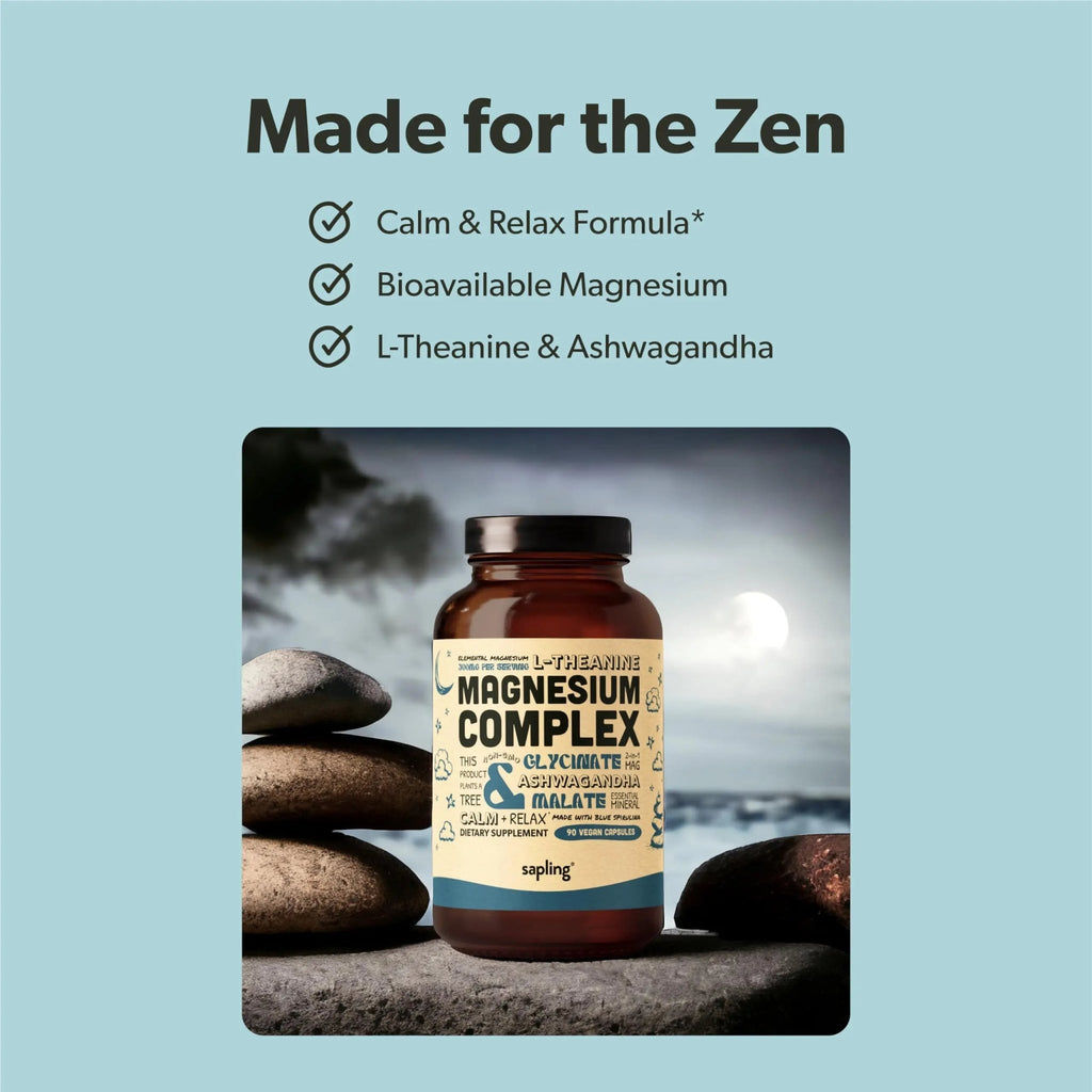 Magnesium Glycinate Complex Supplement - Chelated Magnesium Glycinate with Malate, Organic Ashwagandha, L-theanine & Blue Spirulina - High Absorption, Vegan, Non-GMO, 300mg, 90 Veggie Caps - TrustMedUSA