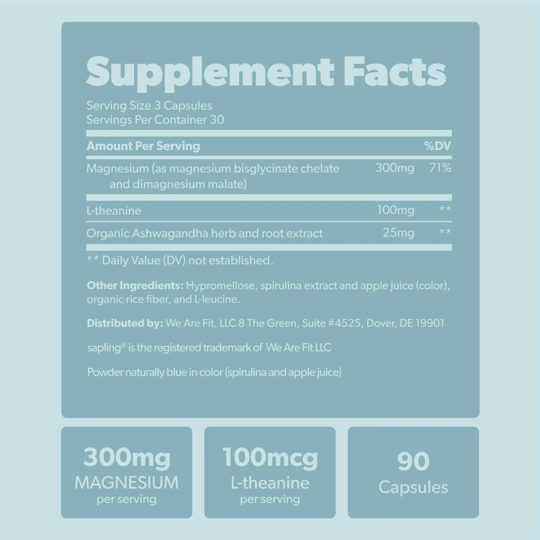 Magnesium Glycinate Complex Supplement - Chelated Magnesium Glycinate with Malate, Organic Ashwagandha, L-theanine & Blue Spirulina - High Absorption, Vegan, Non-GMO, 300mg, 90 Veggie Caps - TrustMedUSA
