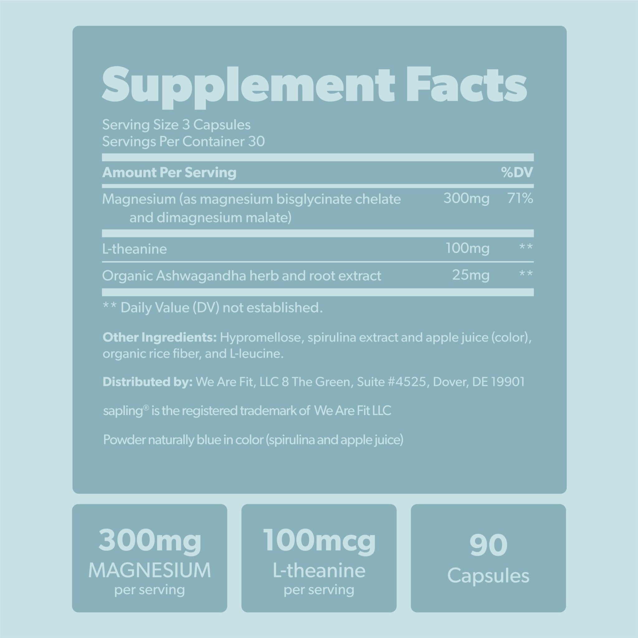 Magnesium Glycinate Complex Supplement - Chelated Magnesium Glycinate with Malate, Organic Ashwagandha, L-theanine & Blue Spirulina - High Absorption, Vegan, Non-GMO, 300mg, 90 Veggie Caps - TrustMedUSA