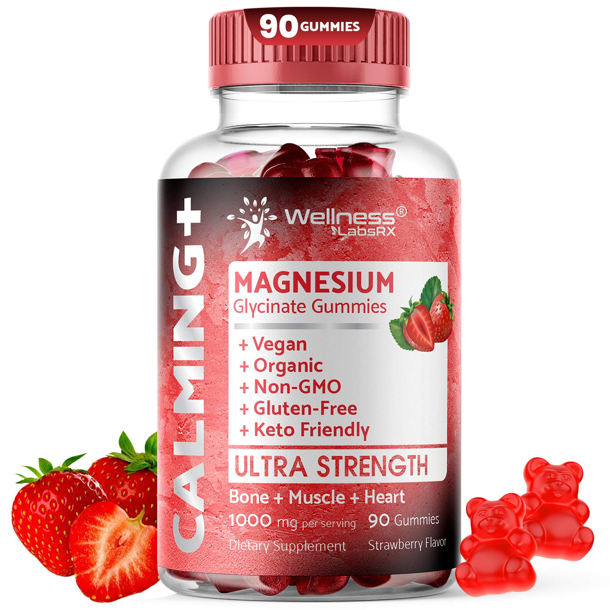 Magnesium Glycinate Gummies, 1000 mg - Magnesium Supplement to Support Relaxation, Heart Health - Chewable Calm Magnesio Gummies for Adults, - TrustMedUSA