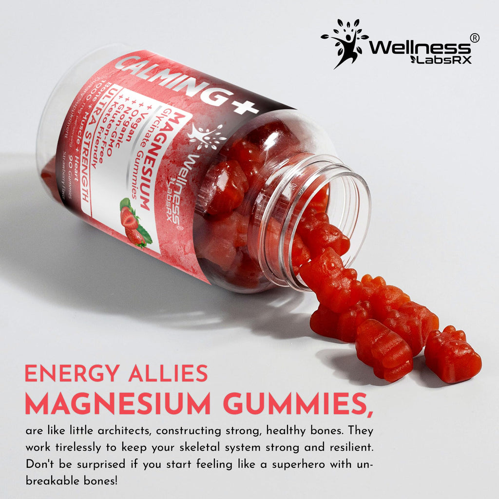 Magnesium Glycinate Gummies, 1000 mg - Magnesium Supplement to Support Relaxation, Heart Health - Chewable Calm Magnesio Gummies for Adults, - TrustMedUSA